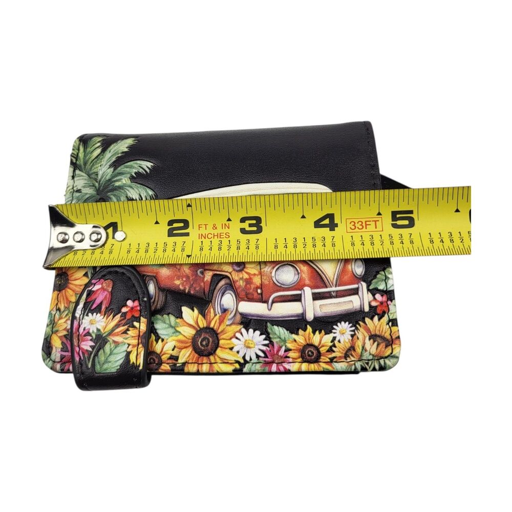 Shagwear Zippered Bifold Wallet Vegan Leather VW Bus Hippie Beach - Picture 3 of 8